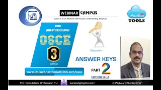 OSCE Answer Keys Aug 2021 Part 2 | AnesthesiaTOOLS | WebinarCAMPUS |