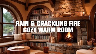 Rain, Thunderstorm with Lightning and Crackling Fire - Cozy Rain Ambience