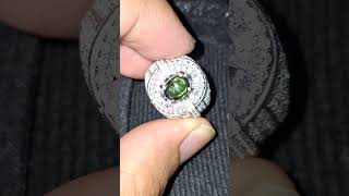 Natural no treatment green sapphire star Bangsing hijau material kristal body glass ring perak micro