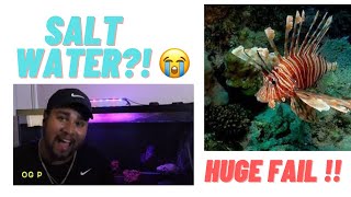 Why I failed at keeping a salt water tank... 55 gallon dwarf lion fish tank dismantled