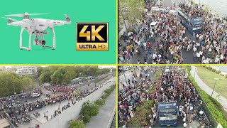 Drone Camera:Gujarat Titans IPL Victory Parade road show at Gandhinagar, ULTRA HD 4K