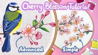 Advanced Cherry Blossom Embroidery Tutorial 🌸 How to Stitch Wrapped Petals 🪡 Long & Short Shading