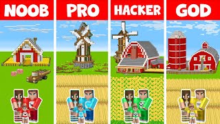 NOOB vs PRO vs HACKER vs GOD Family Built FARM House (Minecraft)