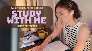 Study With Me | Pomodoro | AMSR (typing, paper, writing) | Rain Sound - No Music