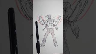 Stickman speed drawing to chainsaw man😳 #shorts #anime #drawing #chainsawman #sketch