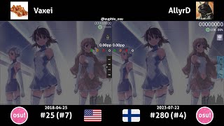 Vaxei vs AllyrD | Nakajima Megumi - TRY UNITE! (aran Remix) [Arles] +HD