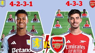 🚨 ASTON VILLA VS ARSENAL HEAD TO HEAD POTENTIAL STARTING LINE UP (4-2-3-1 VS 4-3-3) EPL 2023/2025🔥