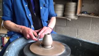 How to throw a pottery matcha whisk holder and how to allow for clay shrinkage