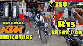 KTM indicators install in R15M || R15M break pad rs250 || bike modification