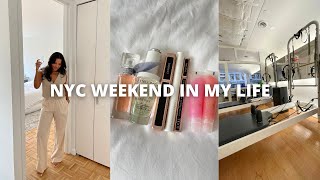 NYC WEEKEND IN MY LIFE: pilates, new haircut, furniture shopping, date night & pr unboxing