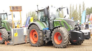 2019 Fendt 724 Vario Tractor Pulling a 2018 Fendt 828 Vario Tractor in Mayfield