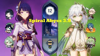 Raiden Hypercarry & Nahida Hyperbloom | Spiral Abyss 3.8 Floor 12 9 Stars | Genshin Impact