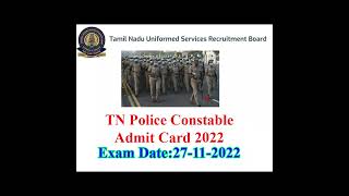 Tamilnadu Constable 2022 admit card Download