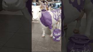 Скульптура "Корова "Milka" с бидоном молока"" в супермаркете #корова #милка