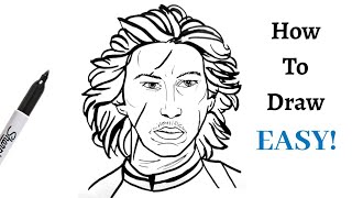 BEN SOLO - How To Draw EASY | Step-by-step Tutorial On KYLO REN From Star Wars The Rise Of Skywalker