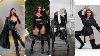 23/24ultra modern latex knee heels boots haul/highheels boots/Plus size thigh high boots#latex#style