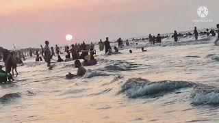 جوله على البحر🏄وقت غروب الشمس 🌞وجمال الرسم على الرمله 🏊