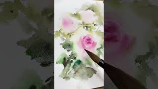 Loose Watercolor roses painting without sketch #shorts #watercolorflowers #watercolor