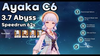 Ayaka C6 3.7 Spiral Abyss Speedrun 62s