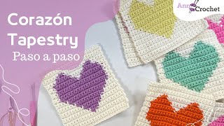 Corazón en crochet tapestry / fácil paso a paso