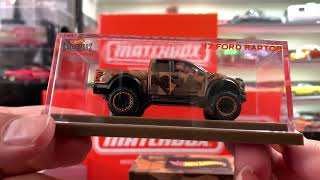 Hot Wheels RLC 17 Ford Raptor Gold Camouflage & Matchbox Collector Mercedes Benz 220 SE Coupe Silver