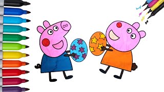 Coloring Pepa Pig Carrying Eggs | Wahyu Art