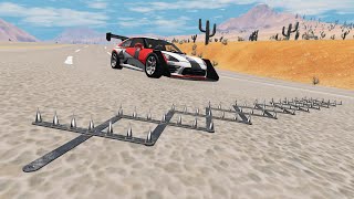 SPIKE STRIP vs car crashes [ BestCrash ] Beamng drive