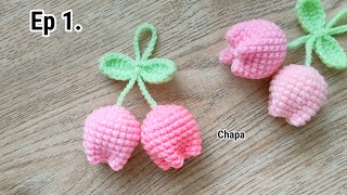 Ep1. Flower 🌷 Easy Crochet Tulip Keychain Tutorial step by step | Crochet Flower Keychain #crochet