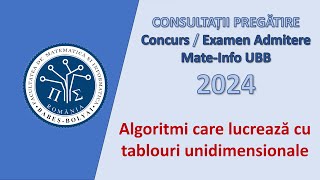 Consultații Mate-Info UBB | 2023-2024 | Algoritmi cu tablouri unidimensionale