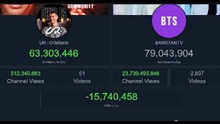 UR Cristiano  vs BTS live subcount