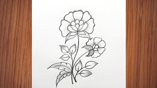 Flower Drawing | Simple Drawing | Embroidery Floral Design | Cushion Cover | Flower art