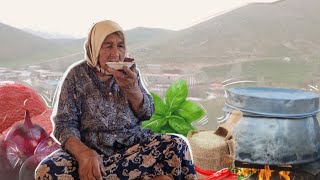 Nomadic Life of Iran: Traditional Ash Doogh with an 84-Year-Old Grandmother in the Mountains