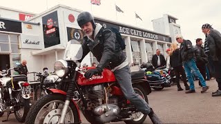 ACE CAFE Motorcycles ENFIELD Triumph GUZZI Kick-Start and Rev-Ups on TRITON Cafe Racers & DRESDA Day