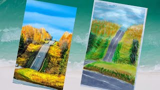 How to paint a realistic beauty scenery /  Beautiful Roads, Beautiful Places, / Acrylic painting.