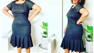 How to make a flare off shoulder dress. an easy sew along tutorial