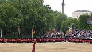 Trooping the Colour, Major Generals Review,1/6/24, Mounted Bands and House Cavalry arrive.