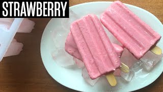 Homemade Strawberry Ice Cream Popsicle  Recipe - Egg less - No Ice cream Maker