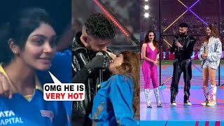 Harleen Deol blushing when AP Dhillon with Kriti Sanon and Kiara Advani WPL 2023 Opening Ceremony