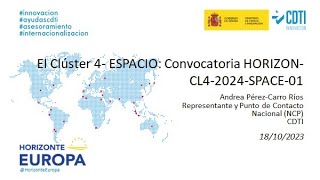 HorizonteEuropa-Cluster4-Espacio_Infoday20231018_Detalles de convocatoria HORIZON-CL4-2024-SPACE-01