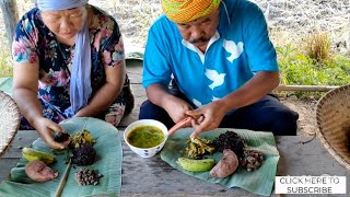 Cooking in Villagestyle | Cooking Black Sticky Rice, Spicy Chicken Salad | Manipur | Northeast India