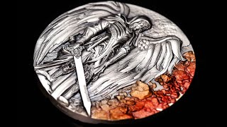 2025 Cameroon 2 Ounce Archangel Gabriel High Relief Color Antique Finish Silver Coin