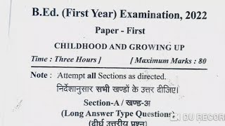 Childhood and Growing up Bed 1st year Previous year Question paper mjpru