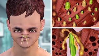 ASMR Mutant Facial Surgery & Removal of Maggots, Parasitic Bugs under skin | Deep Cleaning Animation