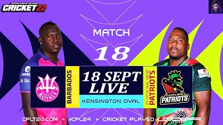 Barbados Royals Vs SKN Patriots | CPL 2024 | Match-18 | Live | Cricket Game | QtxPalash