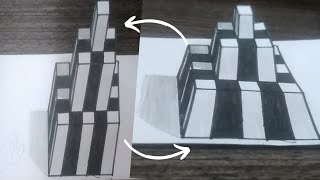 How to Draw a Simple Optical Illusion part 18:The Impossible 3D Chess Pyramid