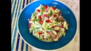 Cabbage salad with feta cheese dressing