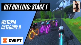 BIG POWER in Get Rolling Stage 1!! // Watopia Flat Reverse // Category B