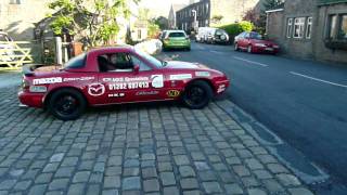 CBS Autos Mx5 NA Turbo Track car leaving, sounds great