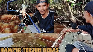 NGERI...! TARIKAN YA BIKIN JORAN  HAMPIR TERJUN BEBAS..//Prawn fishing