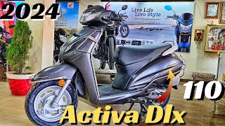 New Honda Activa Dlx | 2024 matte grey Bs7 update E20 OBD-2 price mileage review #activa #honda